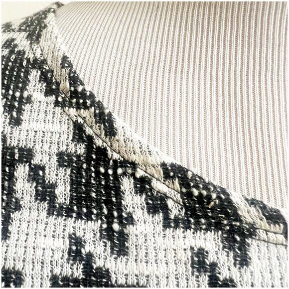 Reformation Houndstooth Print Tunic Size XS Oversized Black White Deep V Back - Picture 6 of 11